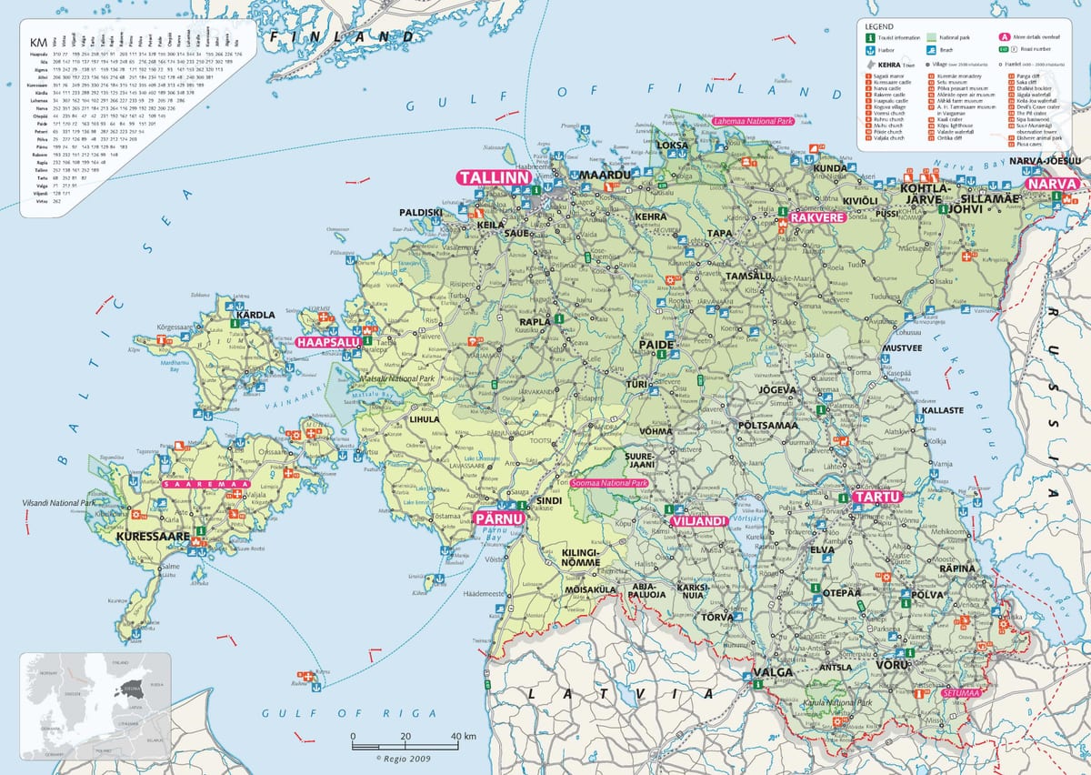ferðamaður kort Eistland