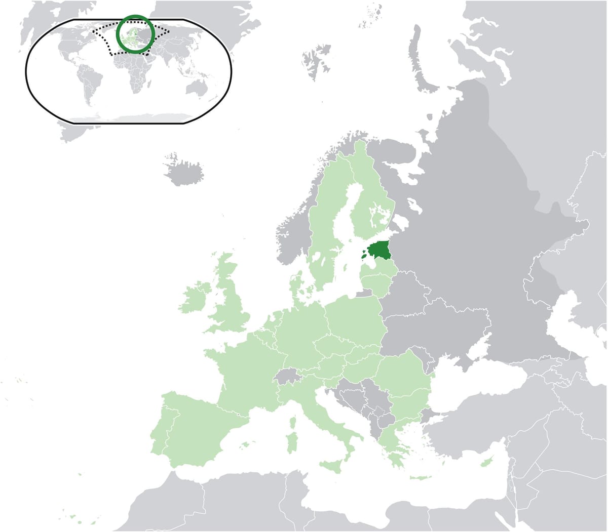 Eistland á kort af evrópu